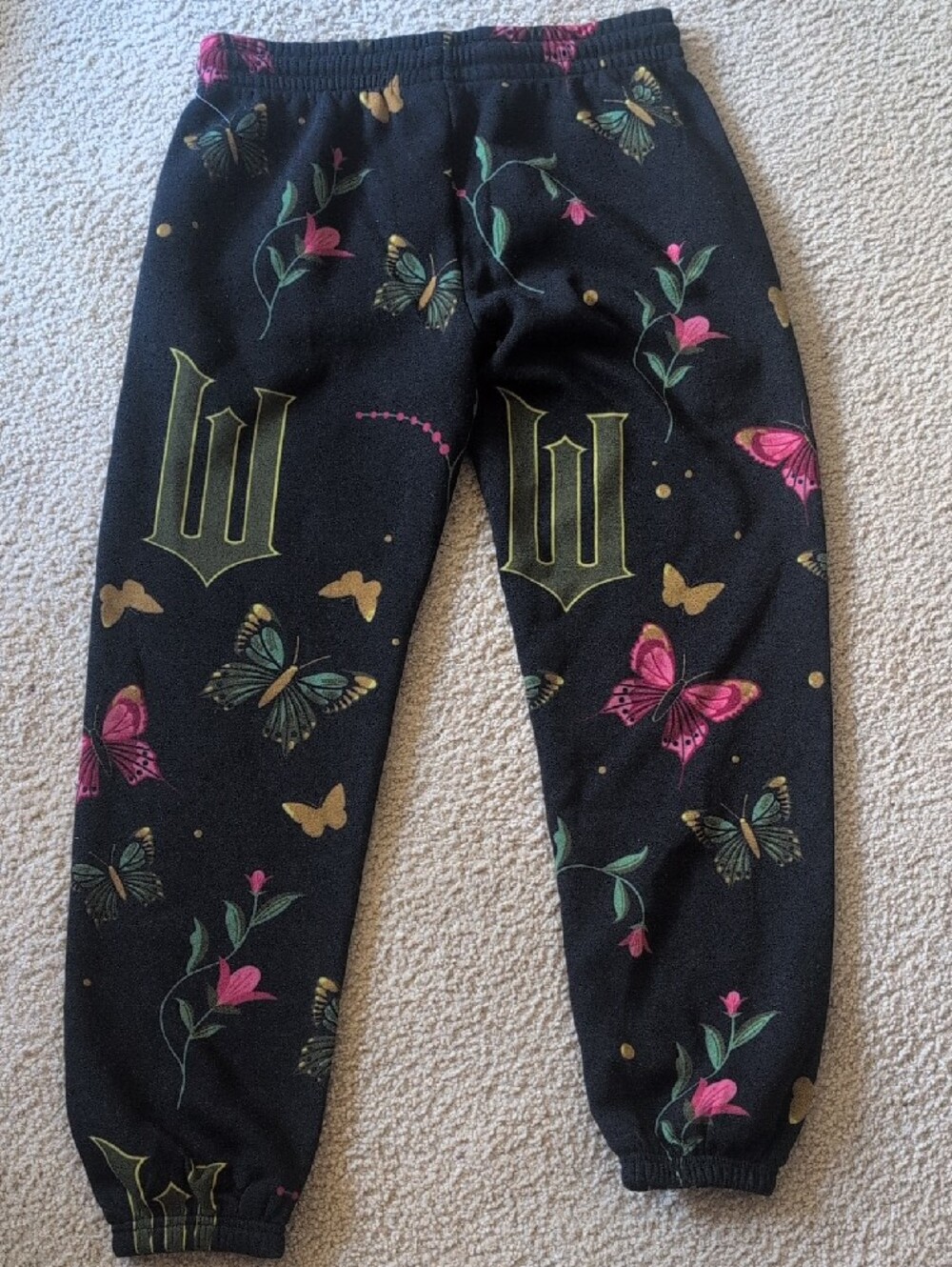 Wicked Black Butterfly Print Jogger Pants with Gold Accents - Picture 4 of 5